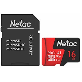 მეხსიერების ბარათი Netac NT02P500PRO-016G-R P500 Extreme Pro, 16GB, MicroSDHC, C10, UHS-I, Black